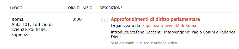  Approfondimenti di diritto parlamentare